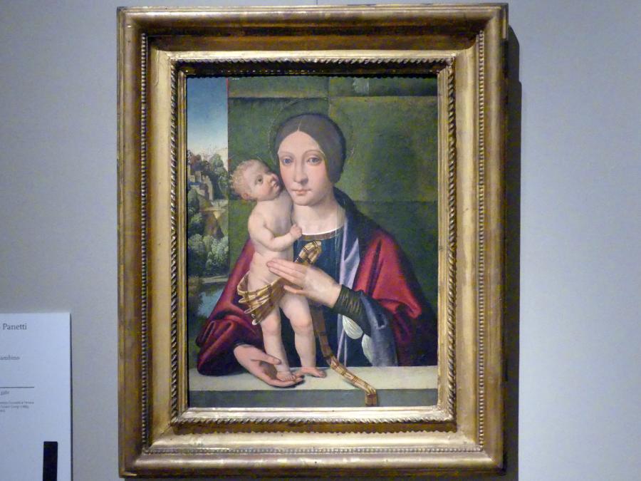 Domenico Panetti (1499–1505), Maria mit Kind, Modena, Galleria Estense, Saal 9, um 1498–1500, Bild 1/2