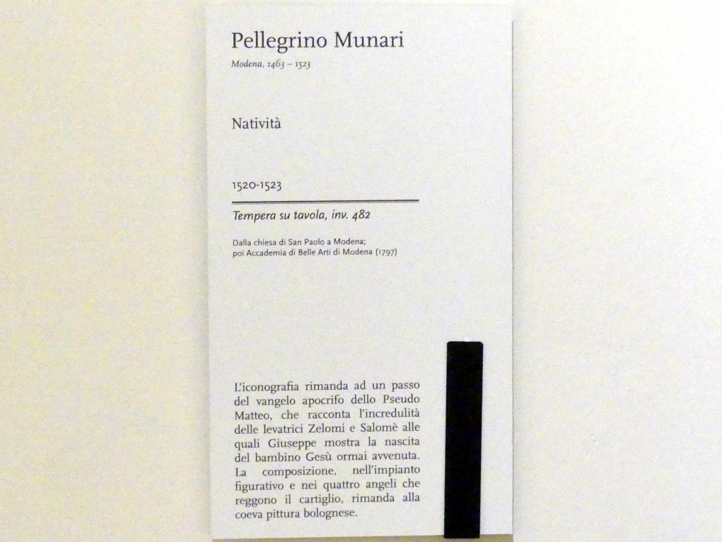 Pellegrino Aretusi (Pellegrino Munari) (1521), Geburt Christi, Modena, Galleria Estense, Saal 14, 1520–1523, Bild 2/2