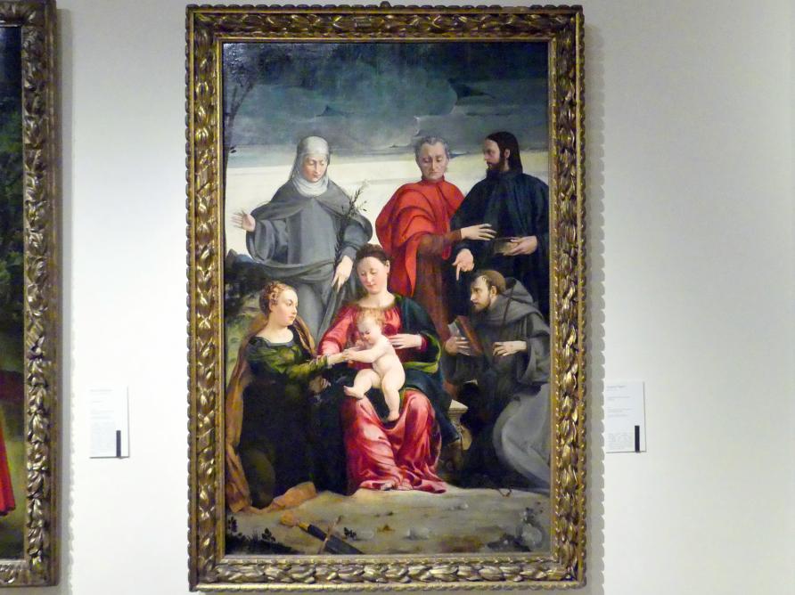 Gaspare Pagani (1541), Mystische Vermählung der hl. Katharina, Modena, chiesa di Santa Chiara, jetzt Modena, Galleria Estense, Saal 14, 1541