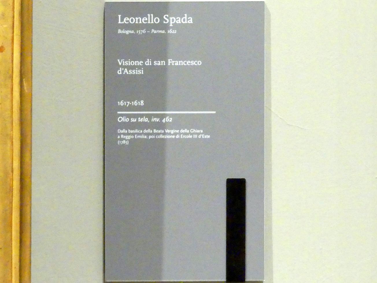 Leonello (Lionello) Spada (1607–1620), Die Vision des hl. Franziskus, Modena, Galleria Estense, Saal 19, 1617–1618, Bild 2/2