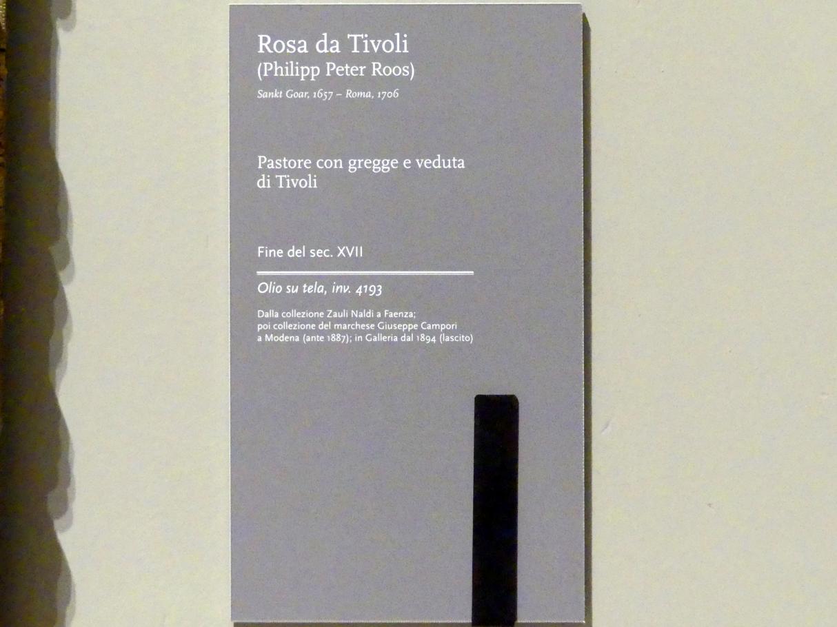 Philipp Peter Roos (Rosa da Tivoli) (1690–1700), Hirte mit Herde und Blick auf Tivoli, Modena, Galleria Estense, Saal 20, Ende 17. Jhd., Bild 2/2