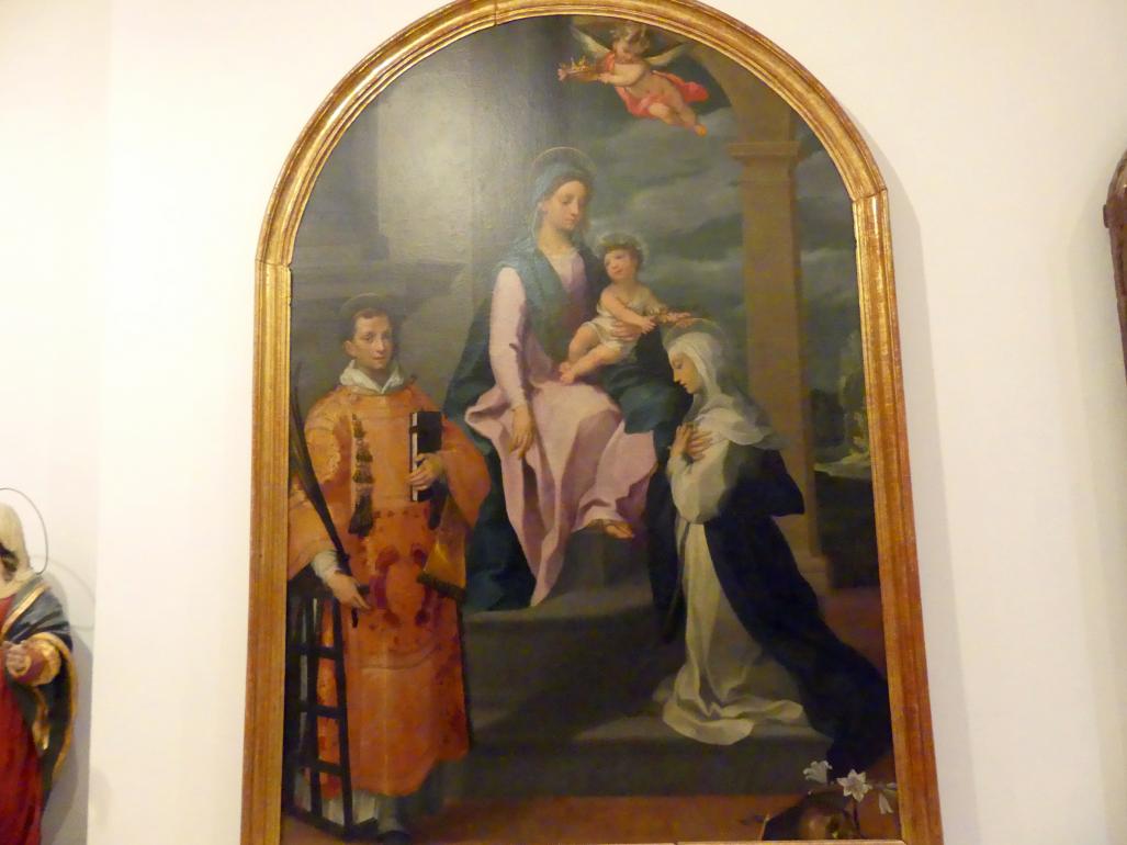 Francesco Vanni (1598–1600), Maria mit Kind und den hll. Laurentius und Katharina von Siena, Bibbiano, Chiesa di San Lorenzo, jetzt Buonconvento, Museo d’Arte Sacra della Val d’Arbia, Saal 7, 1598