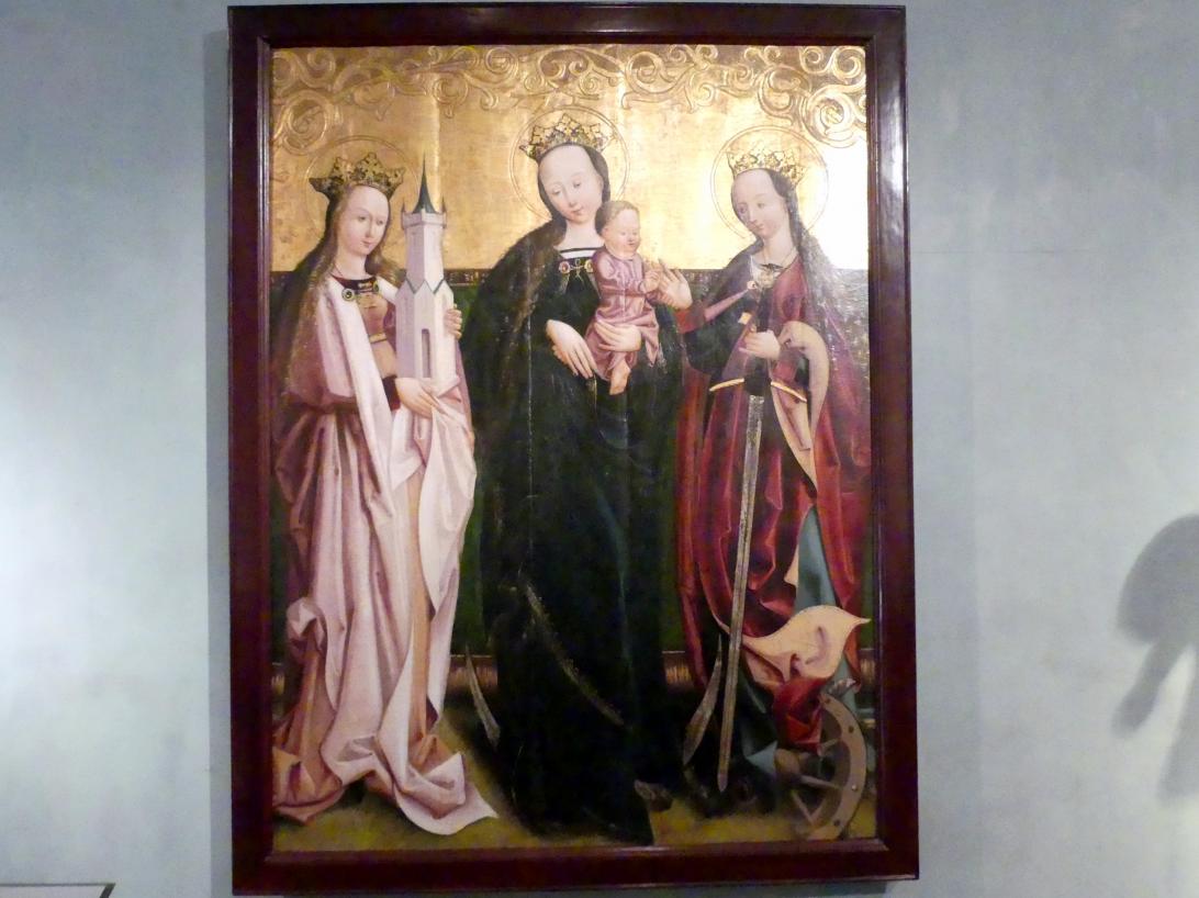 Meister des Königgrätzer Altares (1500), Maria mit Kind und den hll. Katharina und Barbara, Prag, Nationalgalerie im Agneskloster, Saal M, um 1500