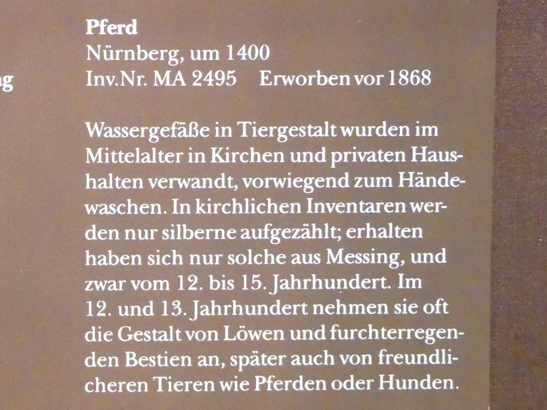 Pferd, München, Bayerisches Nationalmuseum, Saal 1, um 1400, Bild 2/2