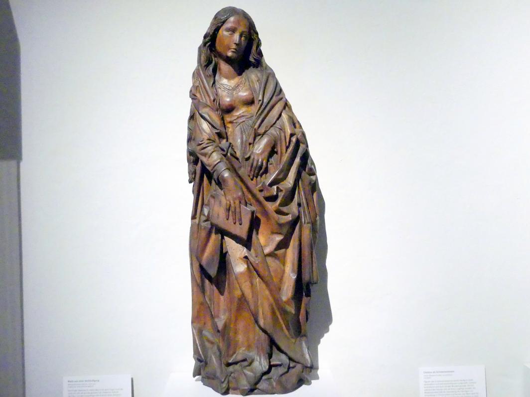 Tilman Riemenschneider (Umkreis) (1500–1525), Maria aus einer Verkündigung, München, Bayerisches Nationalmuseum, Saal 16, nach 1500, Bild 1/3
