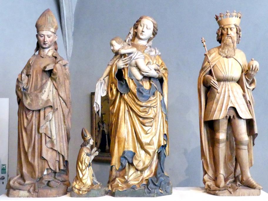 Jakob Kaschauer (1443), Skulpturen vom Hochaltar des Domes zu Freising, Freising, Dom St. Maria und St. Korbinian, jetzt München, Bayerisches Nationalmuseum, Saal 8, 1443
