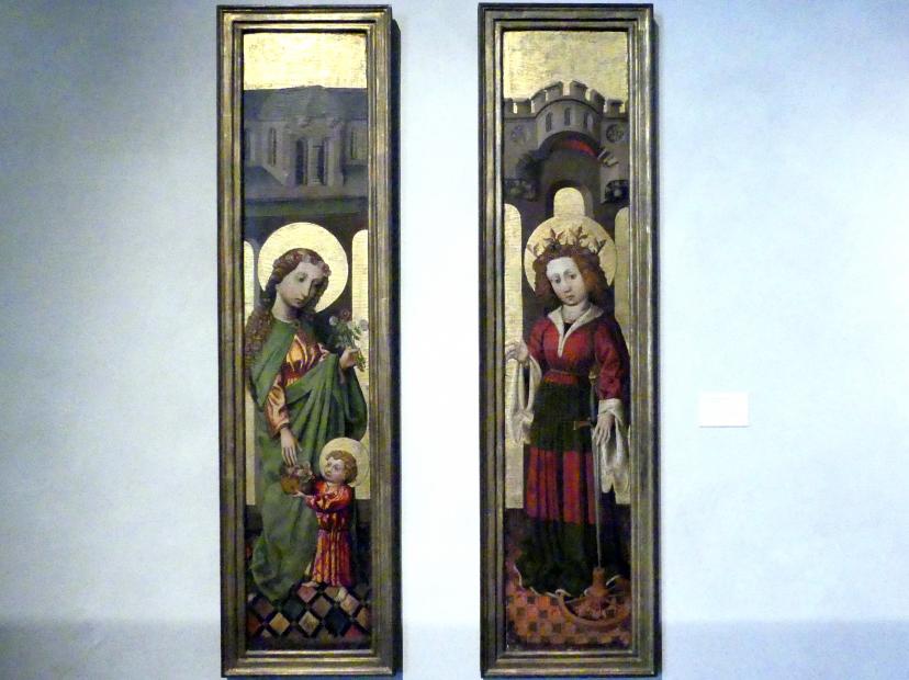 Meister der Madonna Straus (1440), Hl. Dorothea mit Jesuskind und hl. Katharina, München, Bayerisches Nationalmuseum, Saal 8, um 1440