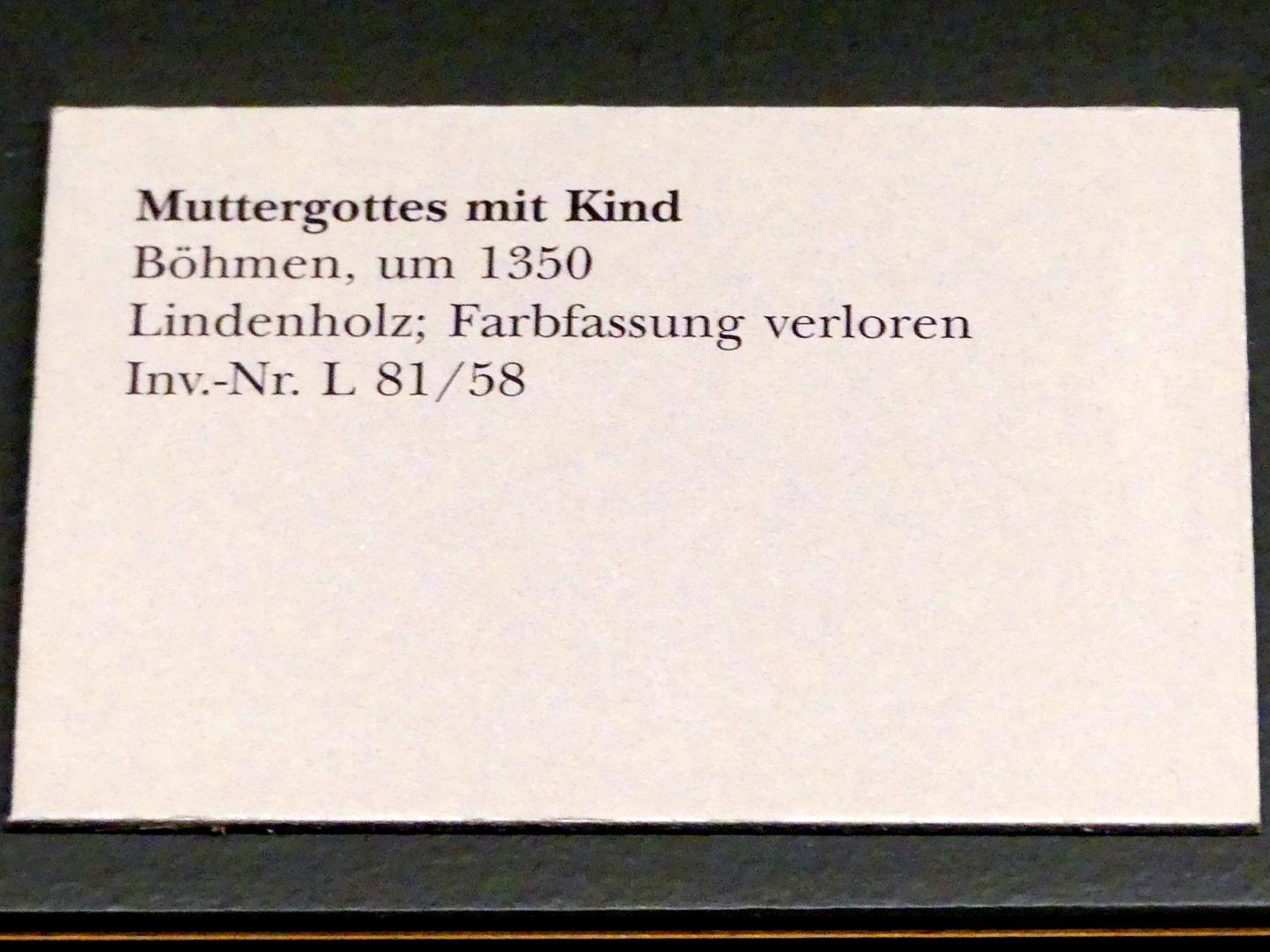 Muttergottes mit Kind, München, Bayerisches Nationalmuseum, Saal 7, um 1350, Bild 3/3