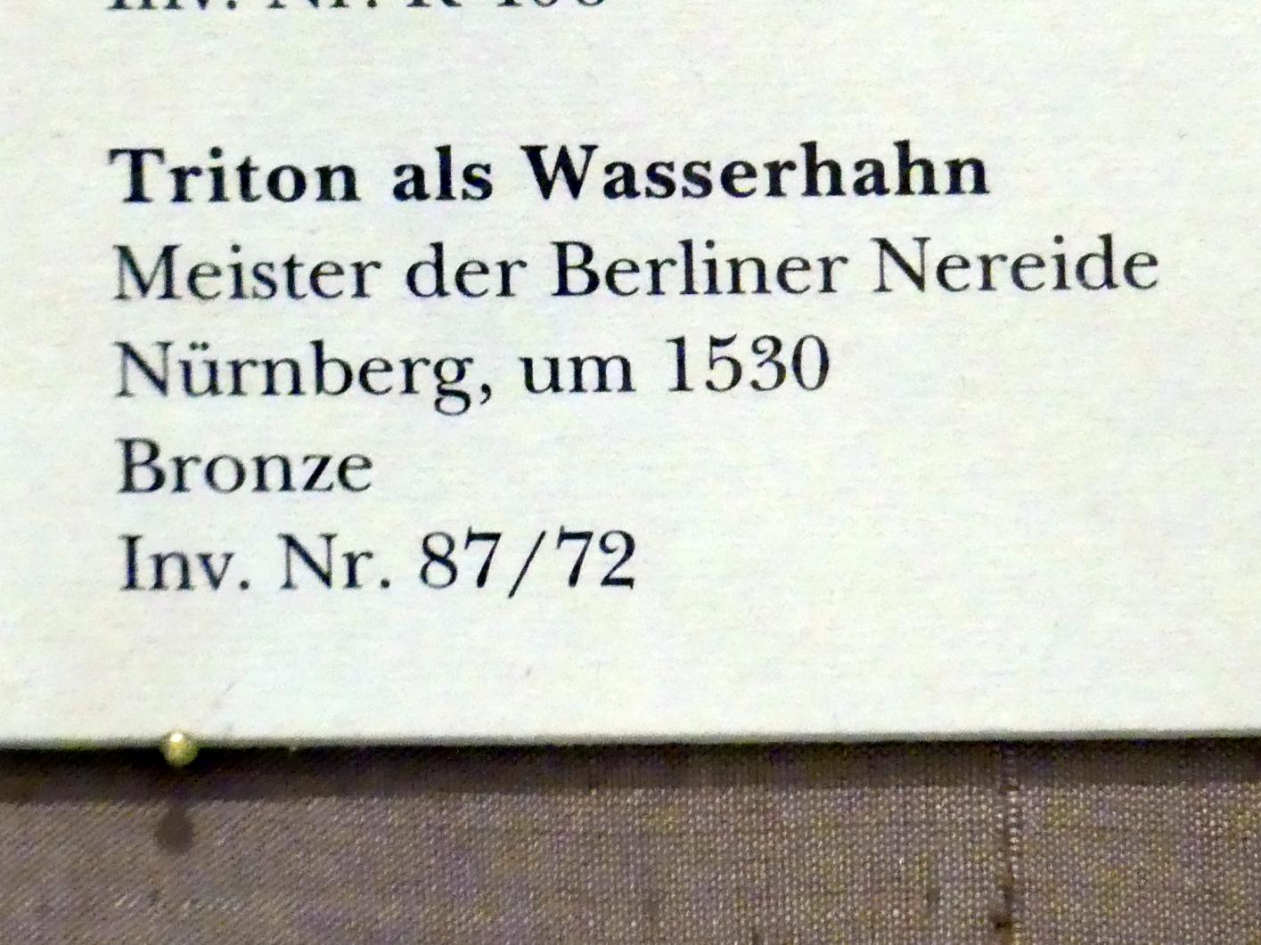 Meister der Berliner Nereide (1530), Triton als Wasserhahn, München, Bayerisches Nationalmuseum, Saal 21, um 1530, Bild 3/3