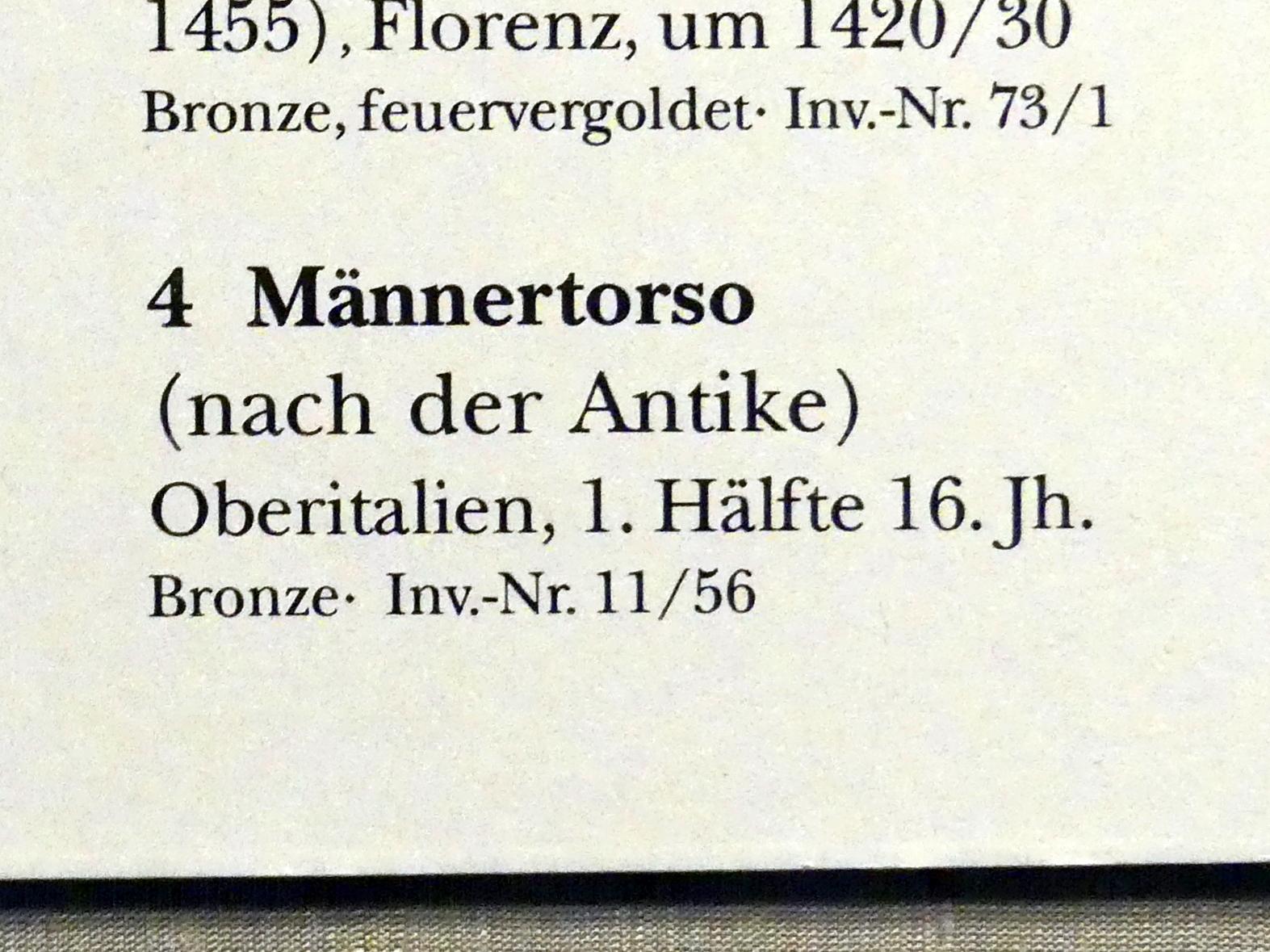 Männertorso, München, Bayerisches Nationalmuseum, Saal 23, 1. Hälfte 16. Jhd., Bild 2/2