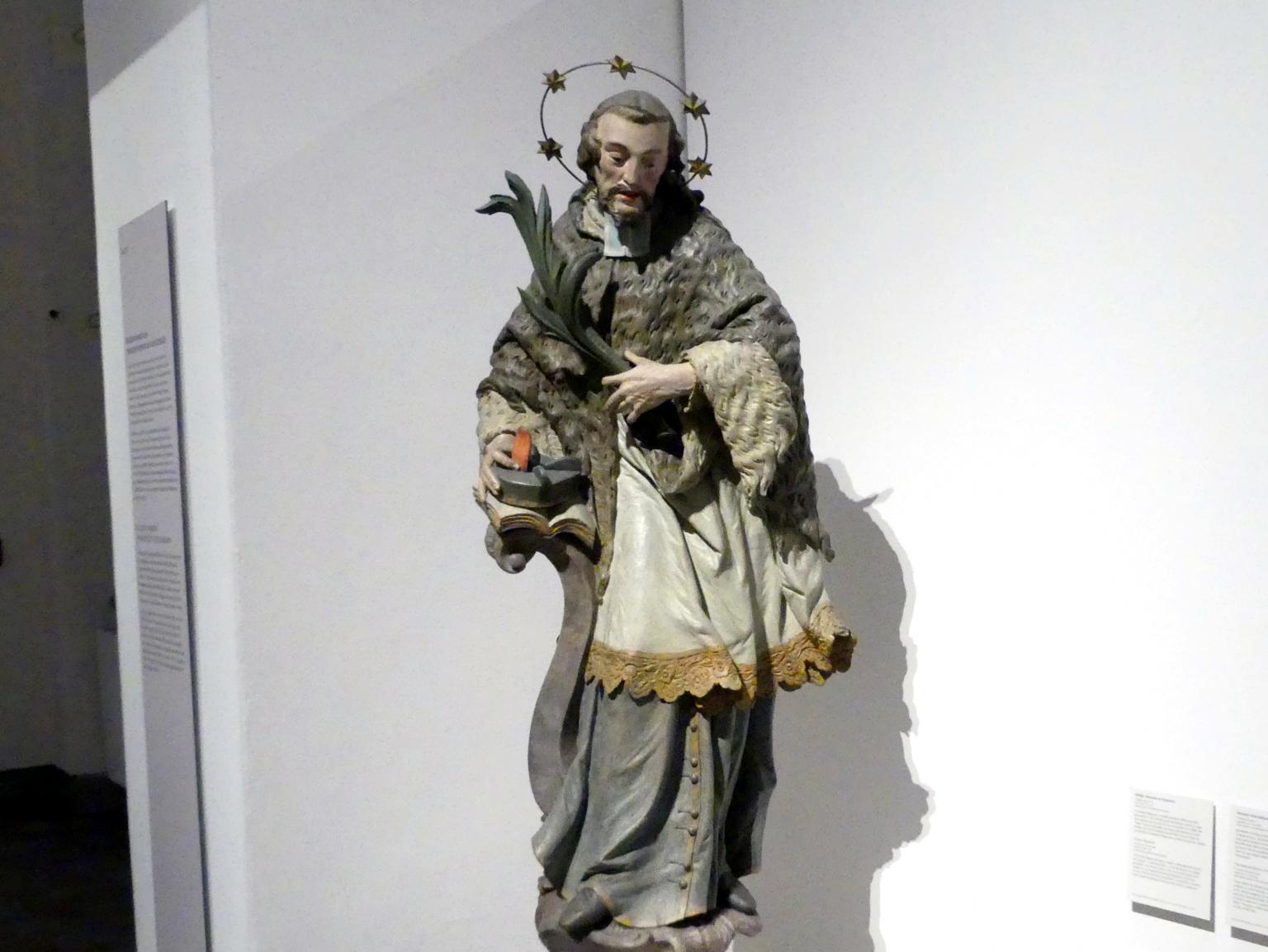 Christian Jorhan der Ältere (1750–1802), Heiliger Johannes von Nepomuk, Altfraunhofen, Pfarrkirche St. Nikolaus, jetzt München, Bayerisches Nationalmuseum, Saal 42, nach 1761