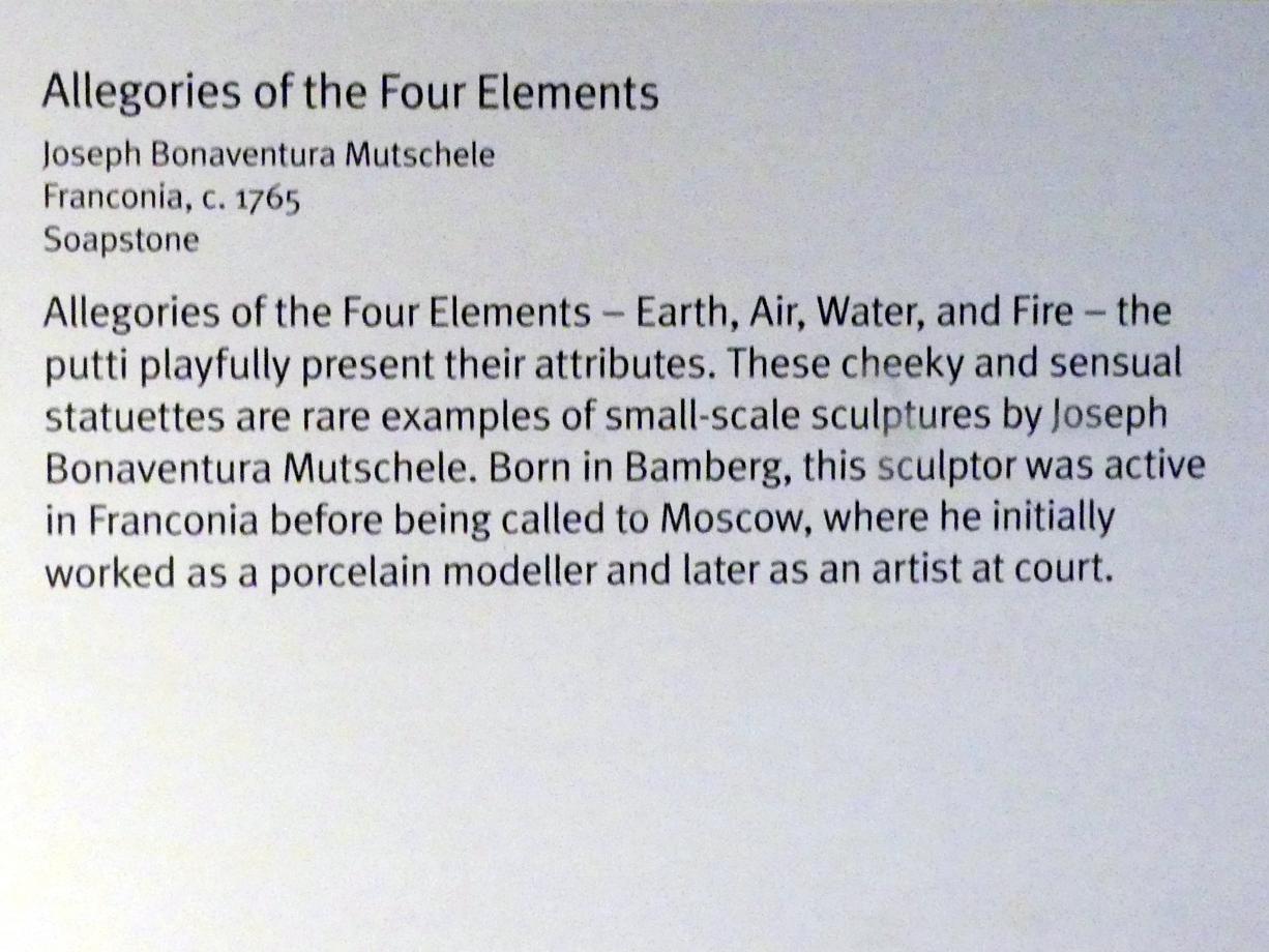 Joseph Bonaventura Mutschele (1762–1766), Allegorien der vier Elemente: Feuer, München, Bayerisches Nationalmuseum, Saal 37, um 1765, Bild 3/3