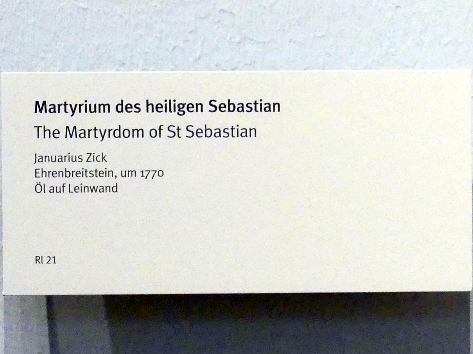 Januarius  Zick (1752–1794), Martyrium des heiligen Sebastian, München, Bayerisches Nationalmuseum, Saal 44, um 1770, Bild 2/2