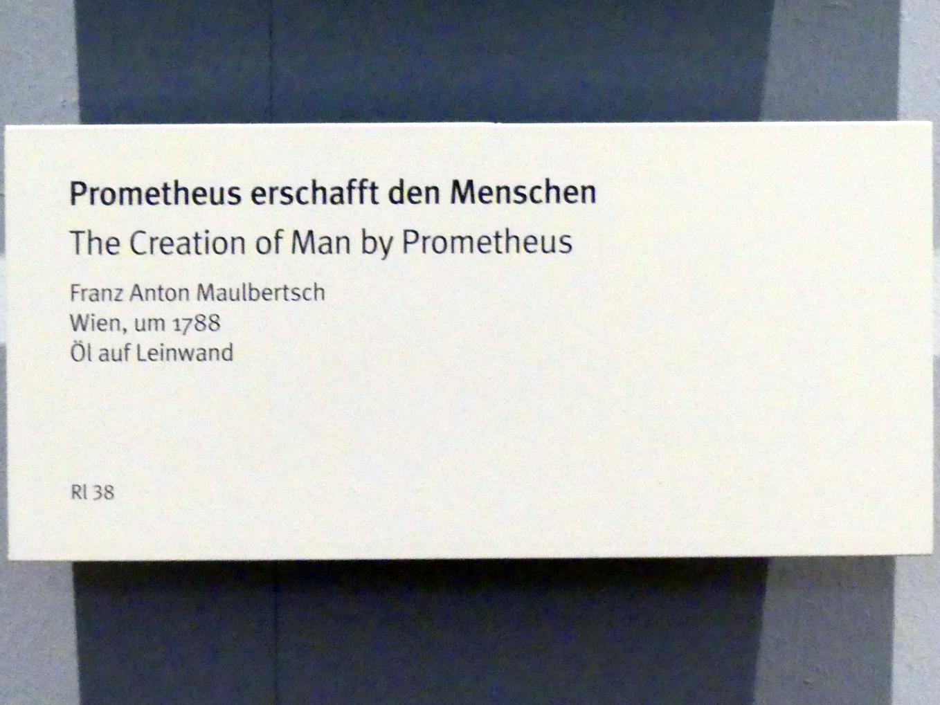 Franz Anton Maulbertsch (1749–1794), Prometheus erschafft den Menschen, München, Bayerisches Nationalmuseum, Saal 45, um 1788, Bild 2/2