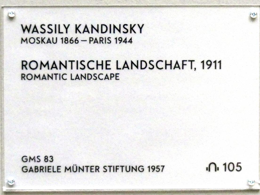 Wassily Kandinsky (1900–1943), Romantische Landschaft, München, Lenbachhaus, Saal 35, 1911, Bild 2/2
