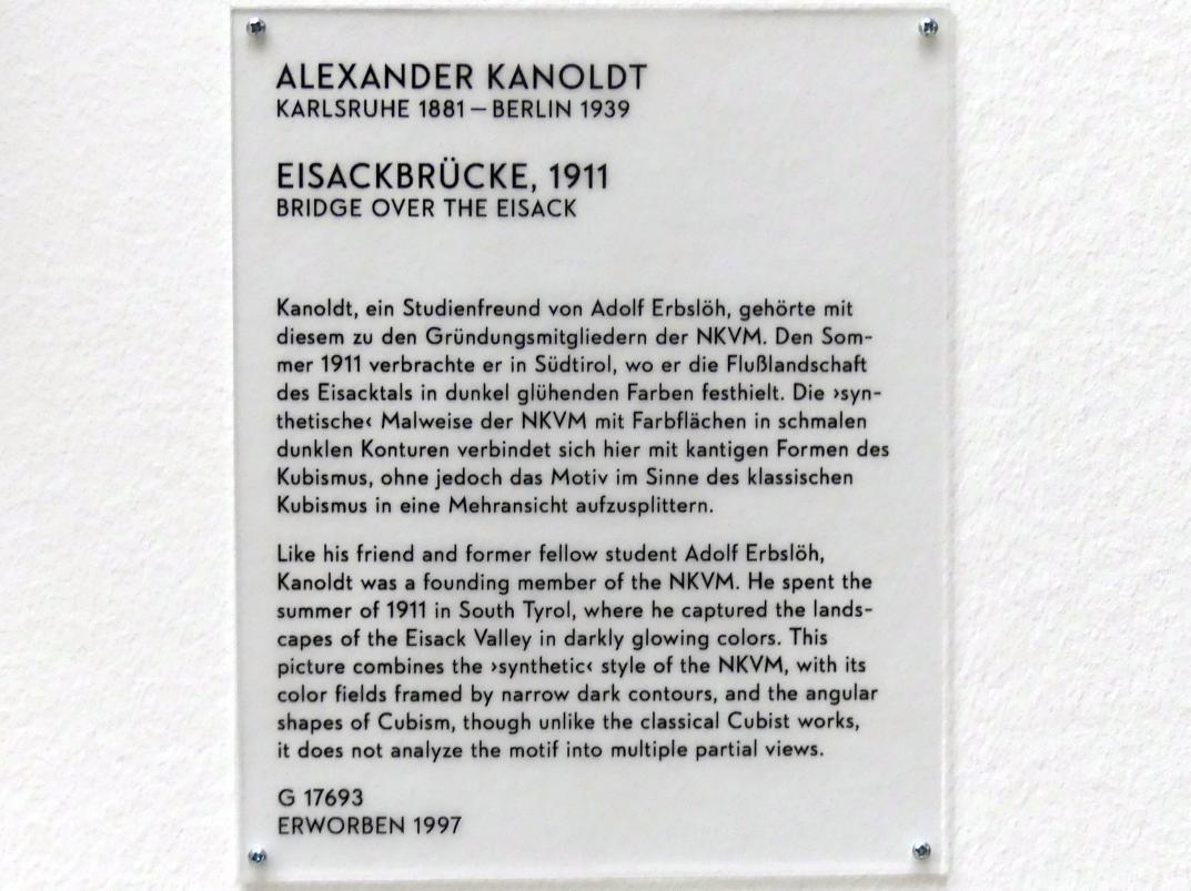 Alexander Kanoldt (1910–1929), Eisackbrücke, München, Lenbachhaus, Saal 36, 1911, Bild 2/2