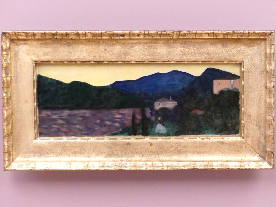 Wassily Kandinsky (1900–1943), Bergige Landschaft mit See, München, Lenbachhaus, Saal 31, um 1902, Bild 1/2