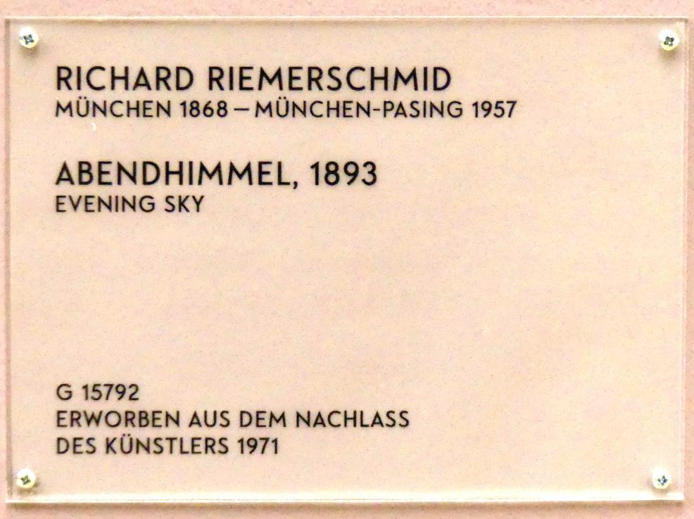 Richard Riemerschmid (1893–1906), Abendhimmel, München, Lenbachhaus, Saal 31, 1893, Bild 2/2