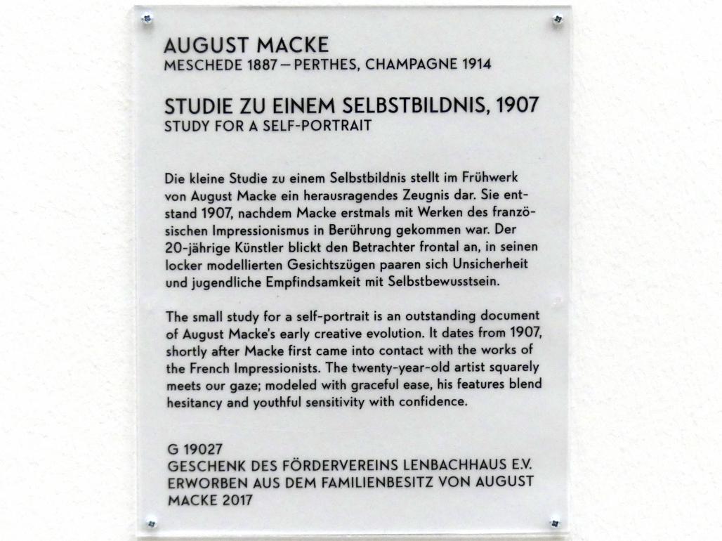 August Macke (1907–1914), Studie zu einem Selbstbildnis, München, Lenbachhaus, Saal 30, 1907, Bild 2/2