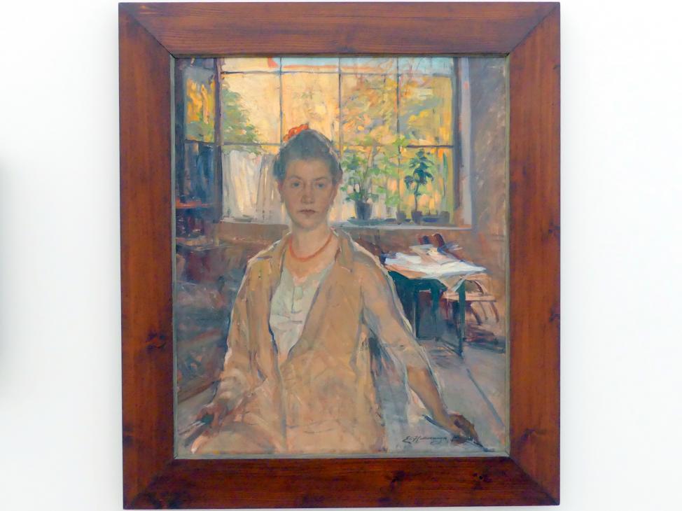 Emilie von Hallavanya (1910), Selbstbildnis im Atelier, München, Lenbachhaus, Saal 19, um 1910, Bild 1/2
