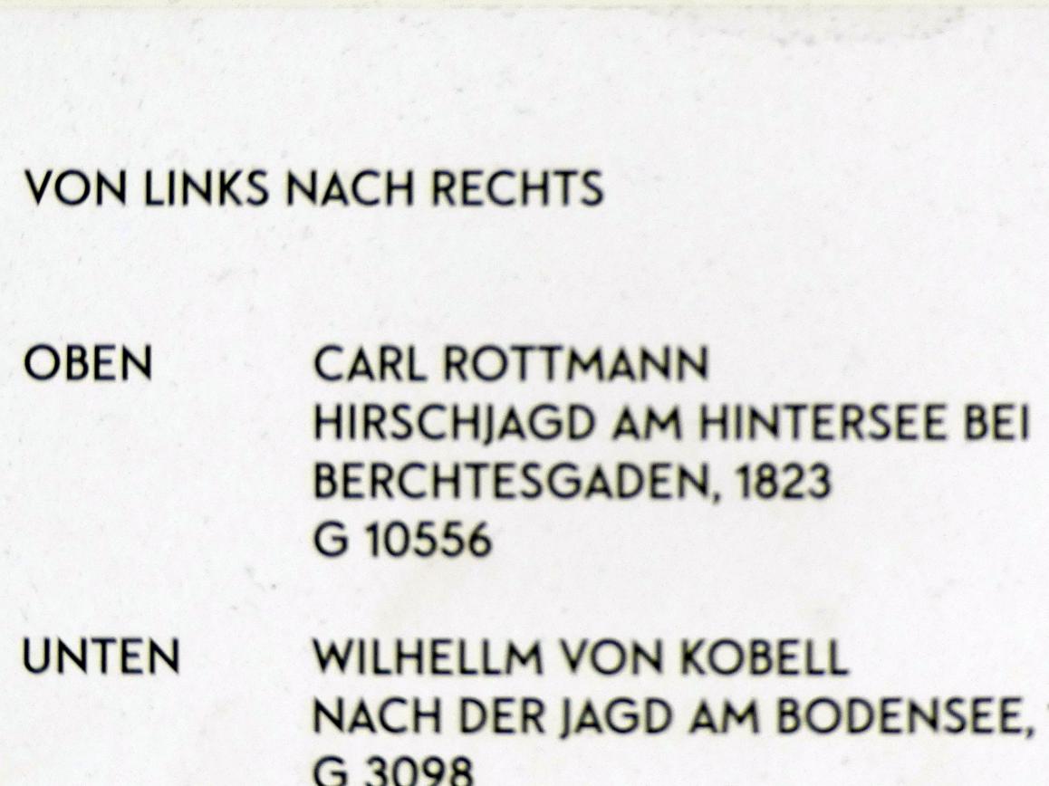 Carl Rottmann (1823–1849), Hirschjagd am Hintersee bei Berchtesgaden, München, Lenbachhaus, Saal 23, 1823, Bild 2/2