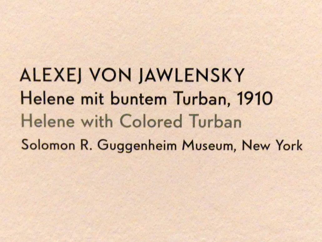 Alexej von Jawlensky (1893–1938), Helene mit buntem Turban, München, Lenbachhaus, Kunstbau, Ausstellung "Lebensmenschen" vom 22.10.2019-16.02.2020, Porträts von Jawlenski, 1910, Bild 2/2
