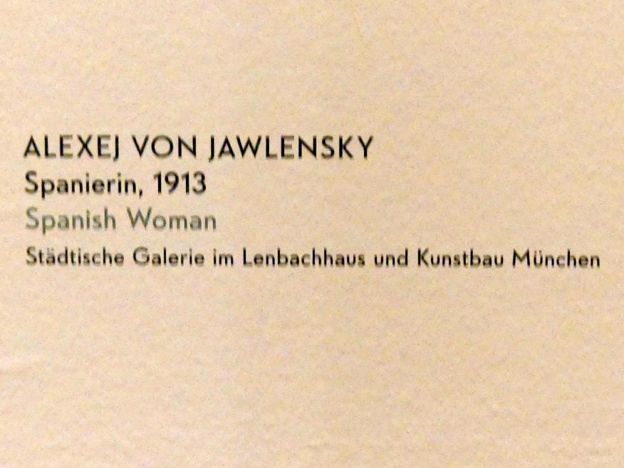 Alexej von Jawlensky (1893–1938), Spanierin, München, Lenbachhaus, Kunstbau, Ausstellung "Lebensmenschen" vom 22.10.2019-16.02.2020, Porträts von Jawlenski, 1913, Bild 2/2