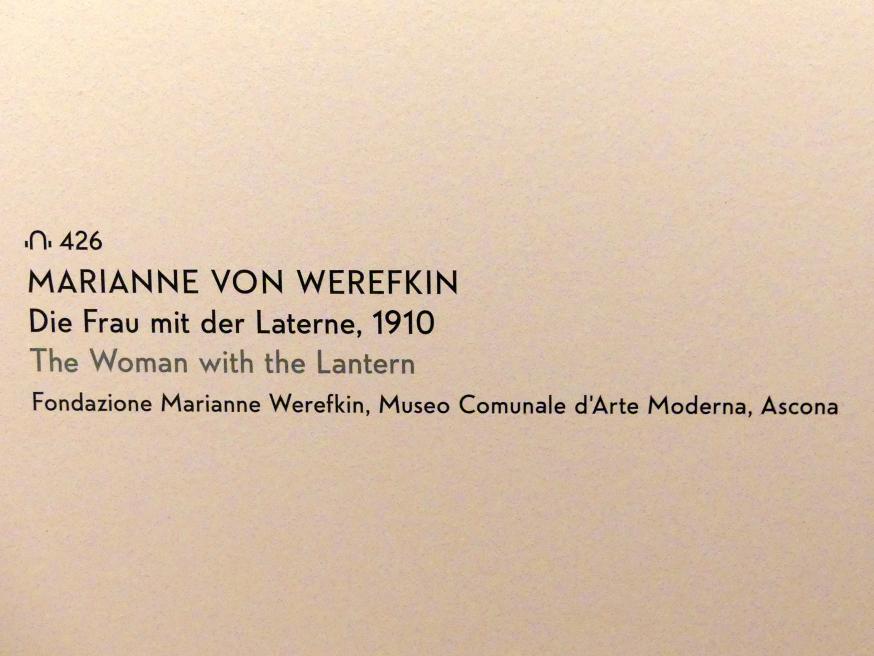 Marianne von Werefkin (1881–1932), Die Frau mit der Laterne, München, Lenbachhaus, Kunstbau, Ausstellung "Lebensmenschen" vom 22.10.2019-16.02.2020, München, Murnau, Oberstdorf, 1908-1913, 1910, Bild 2/2