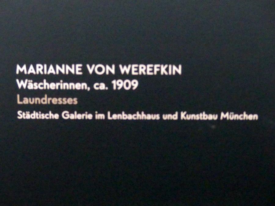 Marianne von Werefkin (1881–1932), Wäscherinnen, München, Lenbachhaus, Kunstbau, Ausstellung "Lebensmenschen" vom 22.10.2019-16.02.2020, München, Murnau, Oberstdorf, 1908-1913, um 1909, Bild 2/2
