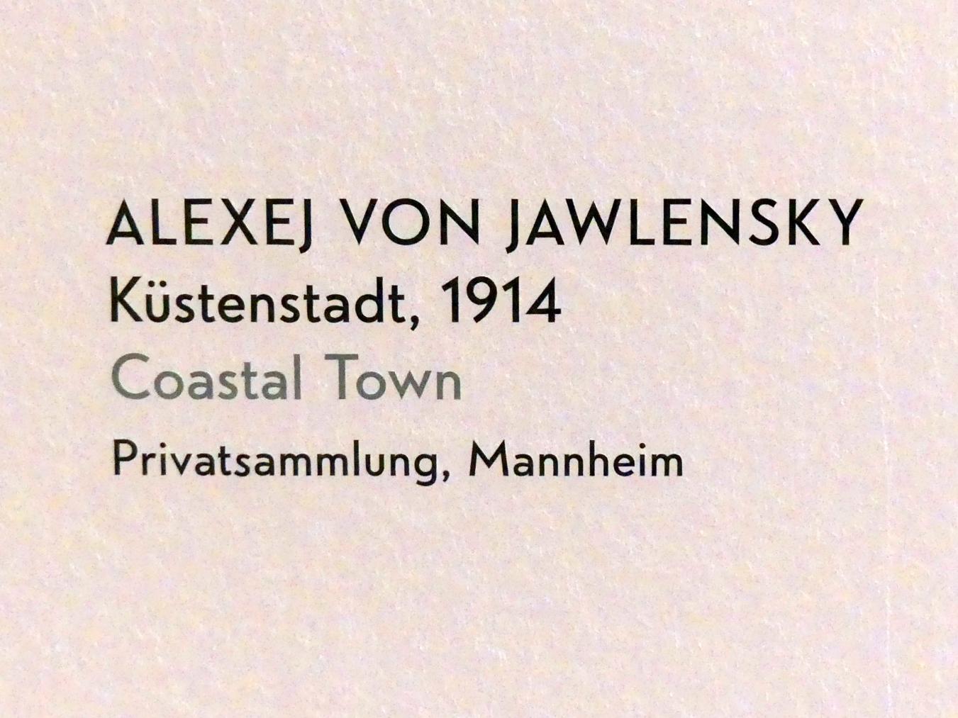 Alexej von Jawlensky (1893–1938), Küstenstadt, München, Lenbachhaus, Kunstbau, Ausstellung "Lebensmenschen" vom 22.10.2019-16.02.2020, Erste Trennung 1913-1914, 1914, Bild 2/2