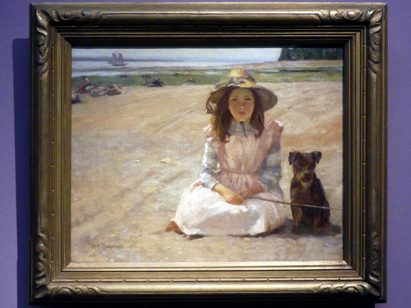 William Brymner (1885–1905), Mädchen mit Hund, Bas-Saint-Laurent, München, Kunsthalle, Ausstellung "Kanada und der Impressionismus" vom 19.07.-17.11.2019, Jugend und Sonnenlicht, 1905
