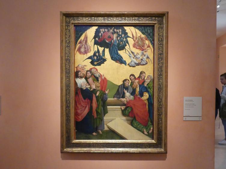 Johann Koerbecke (1456–1457), Mariä Himmelfahrt, Madrid, Museo Thyssen-Bornemisza, Saal 2, spanische und deutsche Malerei des 15. Jahrhunderts, vor 1457, Bild 1/2