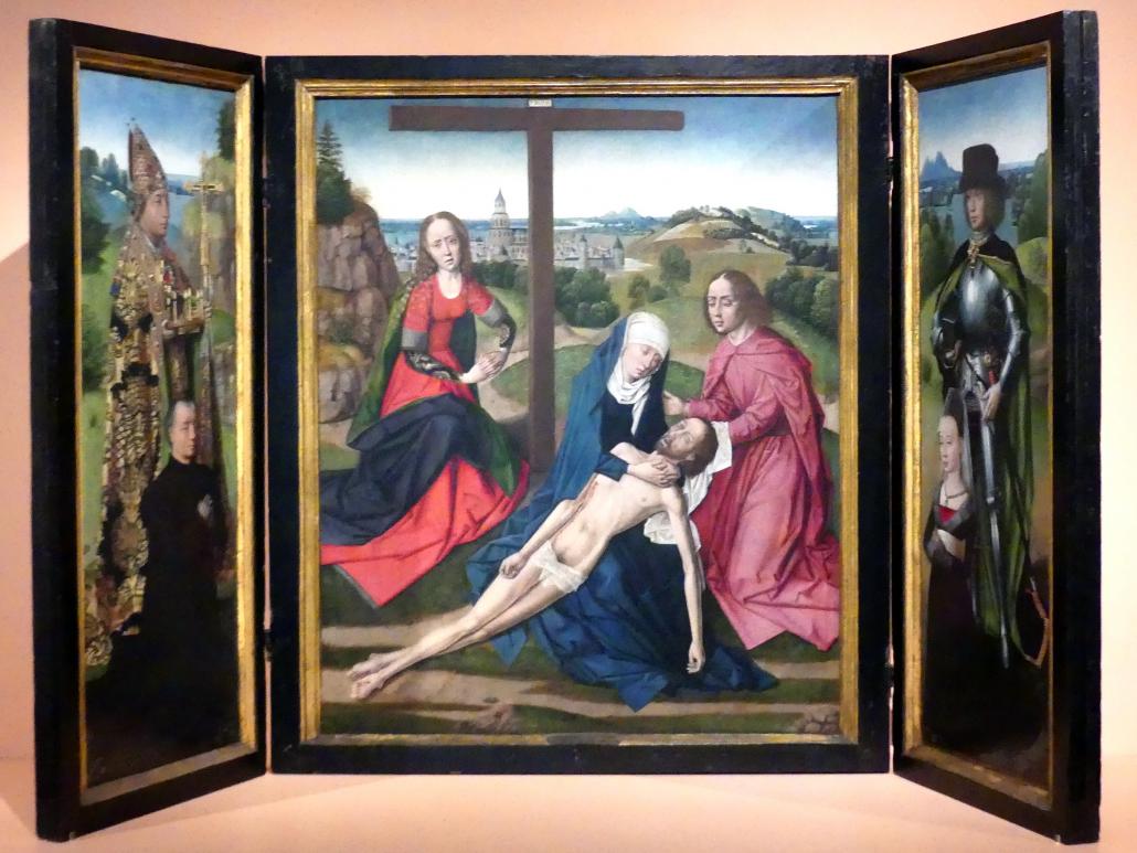 Meister der Lucialegende (1475–1485), Pietá-Tryptychon, Madrid, Museo Thyssen-Bornemisza, Saal 3, niederländische Malerei, um 1475, Bild 1/6