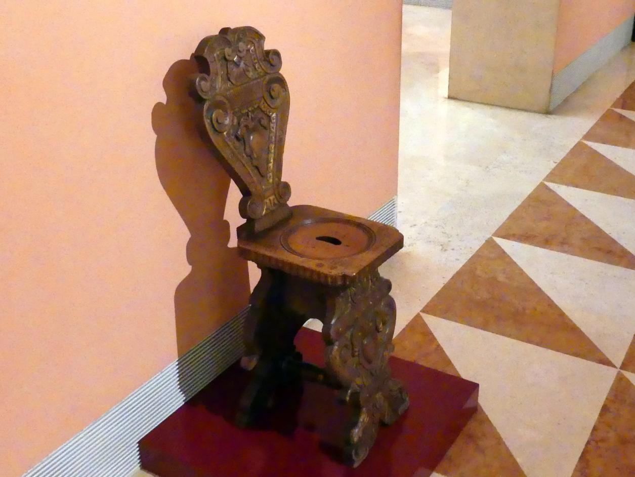 Sgabello (italienischer Hocker), Madrid, Museo Thyssen-Bornemisza, Saal 6, Galeria Villahermosa, um 1500, Bild 3/4