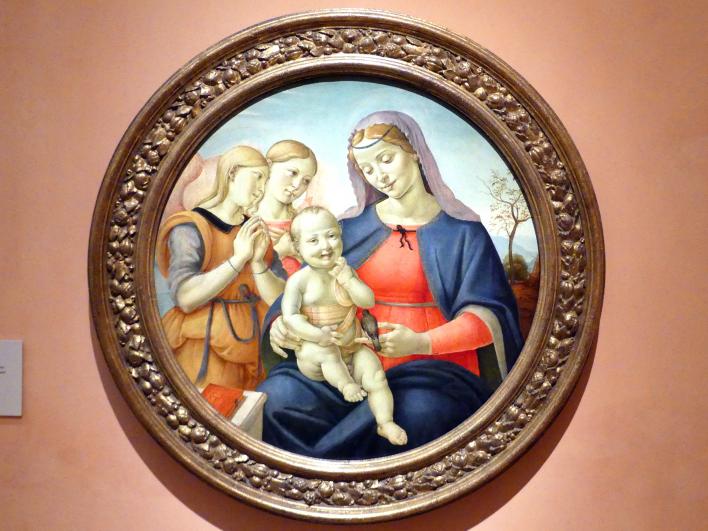 Piero di Cosimo (1481–1512), Die Jungfrau Maria mit Kind und Engeln, Madrid, Museo Thyssen-Bornemisza, Saal 7, italienische Malerei des 16. Jahrhunderts, um 1500–1510, Bild 1/2