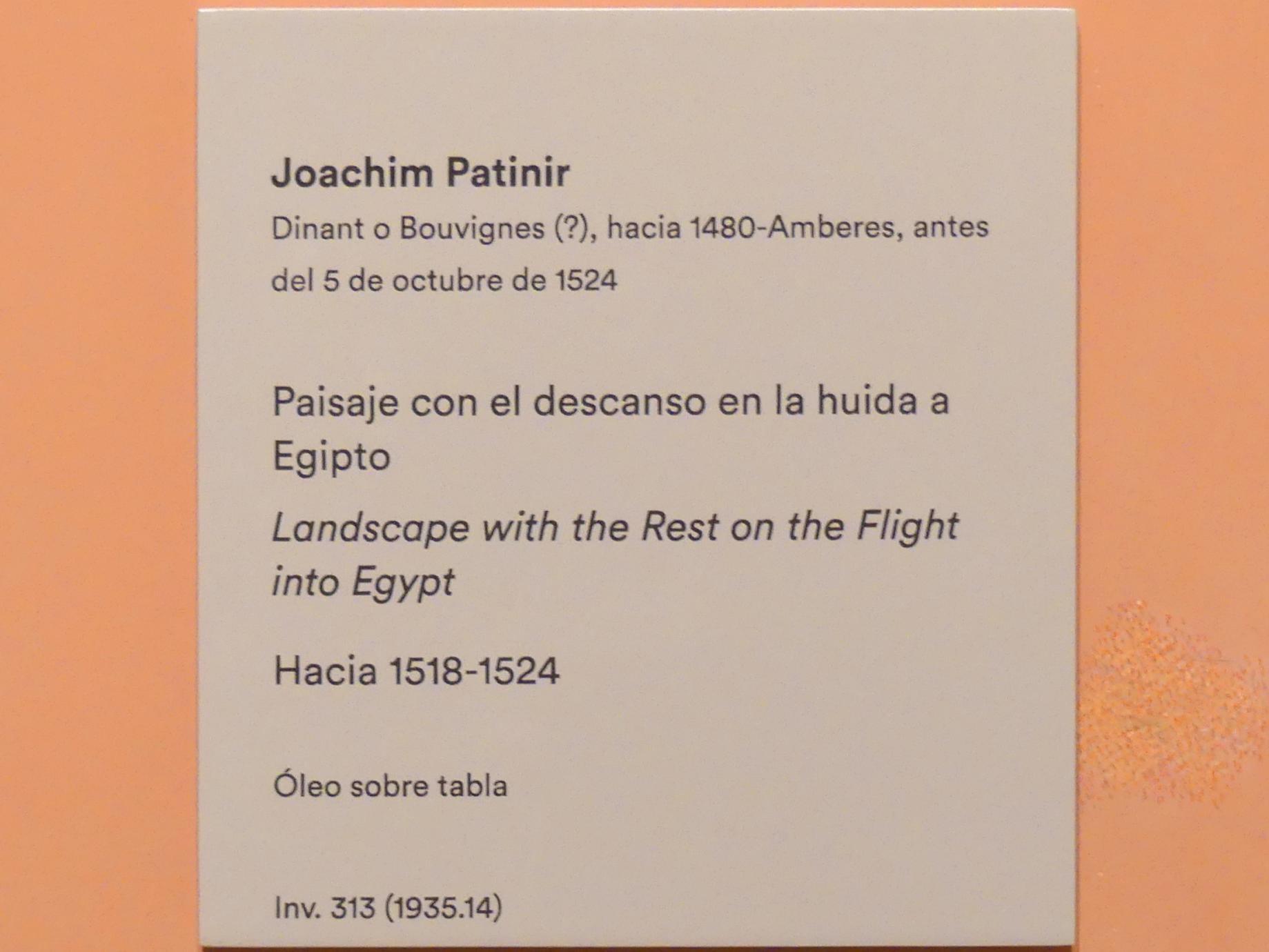 Joachim Patinir (Patenier) (1513–1521), Ruhe auf der Flucht in einer Landschaft, Madrid, Museo Thyssen-Bornemisza, Saal 10, niederländische Malerei des 16. Jahrhunderts, um 1518–1524, Bild 2/2