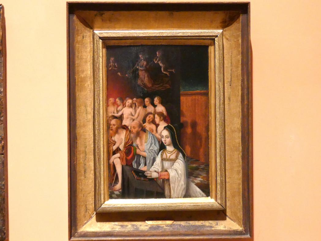 Flügel eines Diptychons mit den Armen Seelen und einer Stifterin, Madrid, Museo Thyssen-Bornemisza, Saal 10, niederländische Malerei des 16. Jahrhunderts, um 1520, Bild 1/2
