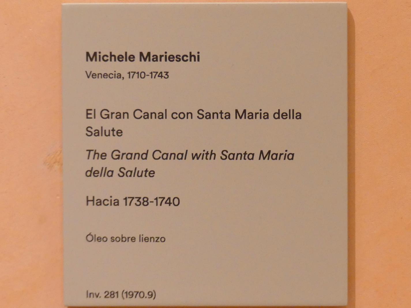 Michele Marieschi (1734–1740), Der Canal Grande mit Santa Maria della Salute, Madrid, Museo Thyssen-Bornemisza, Saal 17, italienische Malerei des 18. Jahrhunderts, um 1738–1740, Bild 2/2