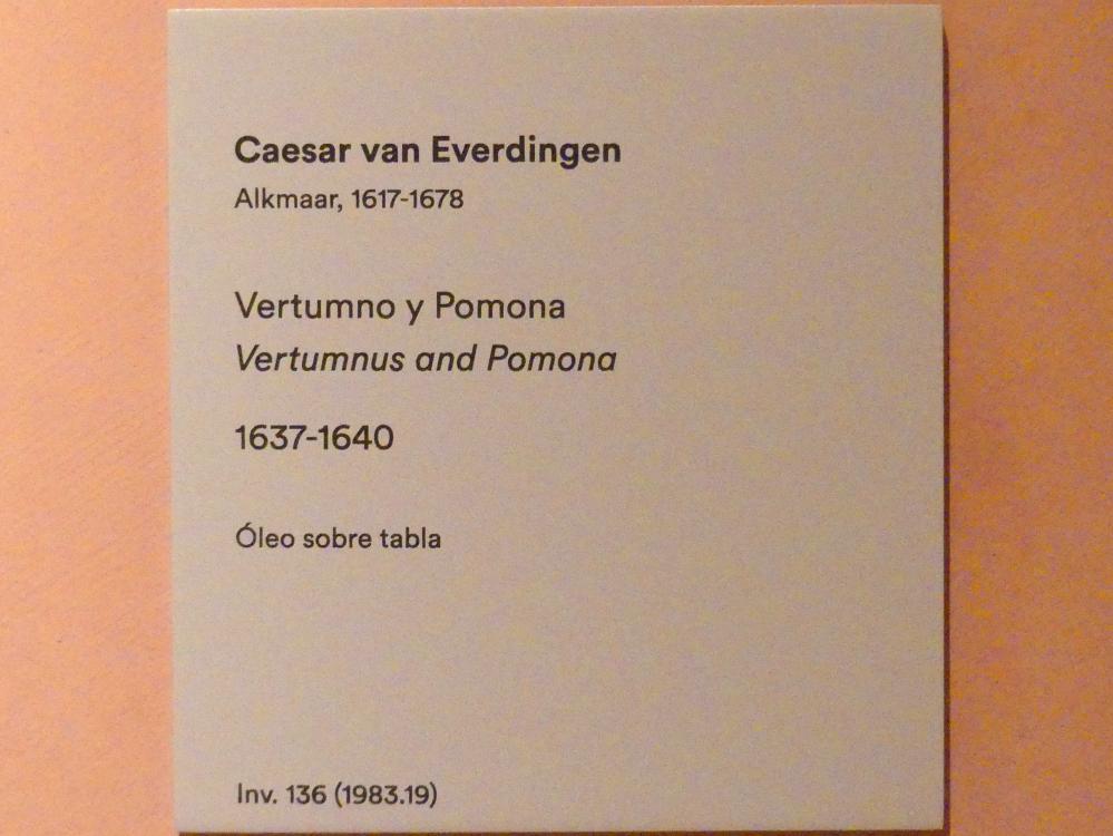 Caesar van Everdingen (1638–1674), Vertumnus und Pomona, Madrid, Museo Thyssen-Bornemisza, Saal 20, flämische und niederländische Malerei des 17. Jahrhunderts, 1637–1640, Bild 2/2