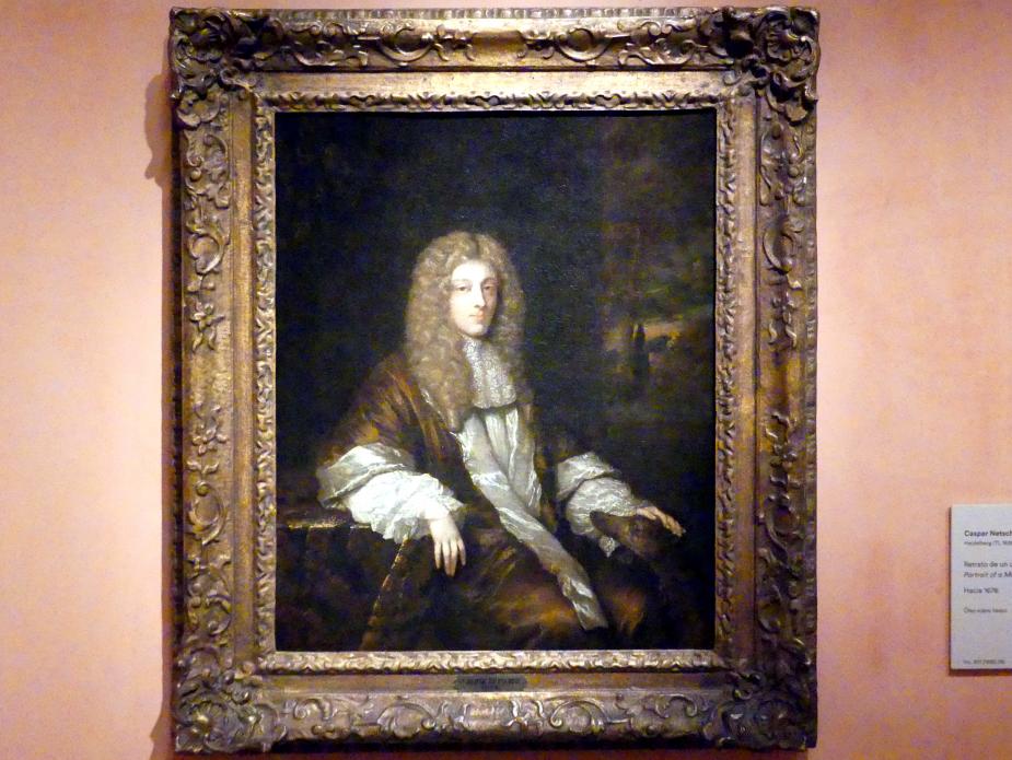 Caspar Netscher (1664–1684), Porträt eines Mannes, Madrid, Museo Thyssen-Bornemisza, Saal 21, niederländische Malerei des 17. Jahrhunderts, um 1676