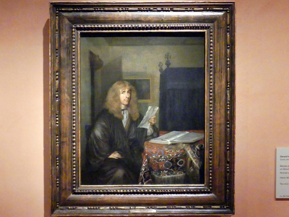 Gerard ter Borch (1635–1675), Porträt eines Mannes, der ein Dokument liest, Madrid, Museo Thyssen-Bornemisza, Saal 21, niederländische Malerei des 17. Jahrhunderts, um 1675
