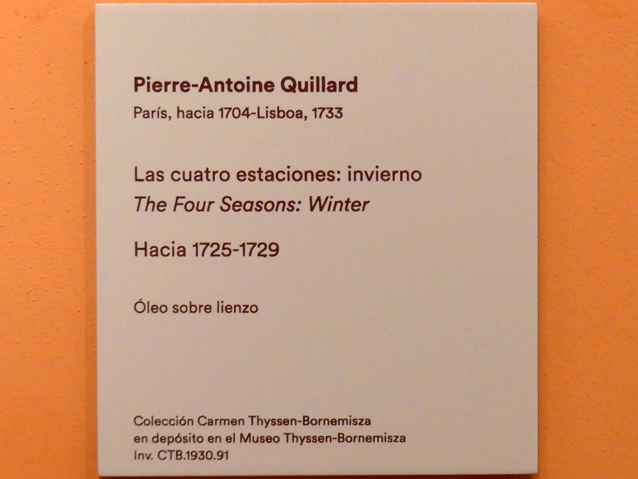 Pierre-Antoine Quillard (1727), Die vier Jahreszeiten: Winter, Madrid, Museo Thyssen-Bornemisza, Saal D, Malerei des 17. Jahrhunderts, um 1725–1729, Bild 2/2