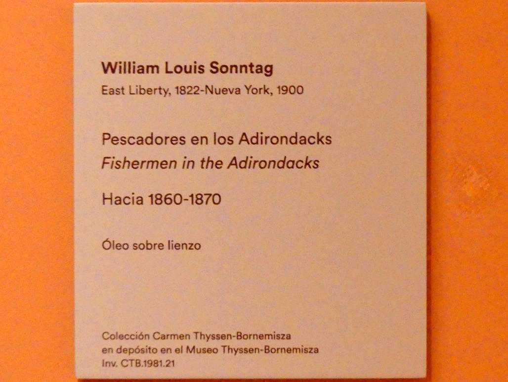 William Louis Sonntag (1865), Fischer in den Adirondack Mountains, Madrid, Museo Thyssen-Bornemisza, Saal E, nordamerikanische Malerei des 19. Jahrhunderts, um 1860–1870, Bild 2/2