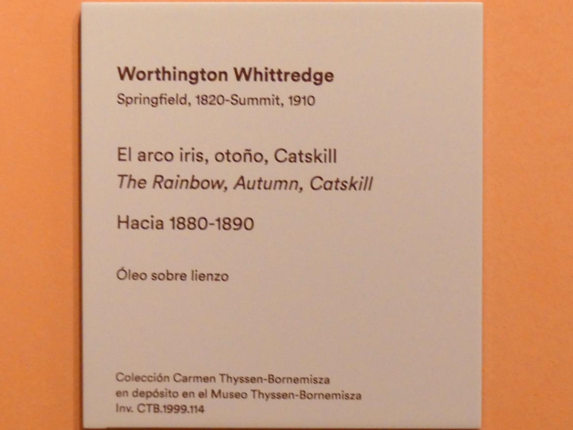 Worthington Whittredge (1867–1885), Regenbogen, Herbst, Catskill Mountains, Madrid, Museo Thyssen-Bornemisza, Saal F, nordamerikanische Malerei des 19. Jahrhunderts, um 1880–1890, Bild 2/2