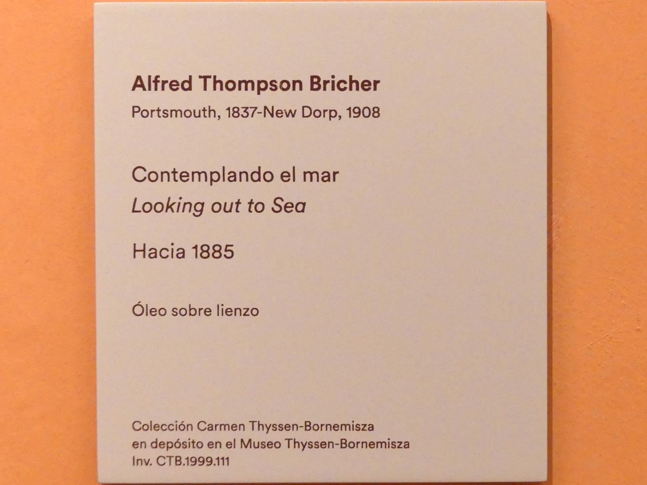 Alfred Thompson Bricher (1871–1885), Blick aufs Meer, Madrid, Museo Thyssen-Bornemisza, Saal F, nordamerikanische Malerei des 19. Jahrhunderts, um 1885, Bild 2/2