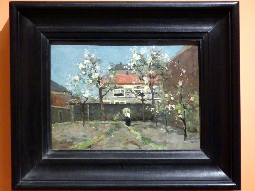 Johan Hendrik Weissenbruch (1890), Hausgarten an der Kazernestraat, Den Haag, Madrid, Museo Thyssen-Bornemisza, Saal G, europäische Malerei des 19. Jahrhunderts, um 1890