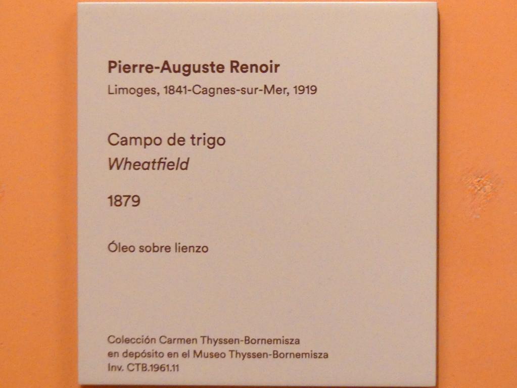 Auguste Renoir (Pierre-Auguste Renoir) (1866–1918), Weizenfeld, Madrid, Museo Thyssen-Bornemisza, Saal H, europäische Malerei des 19.Jahrhunderts, 1879, Bild 2/2