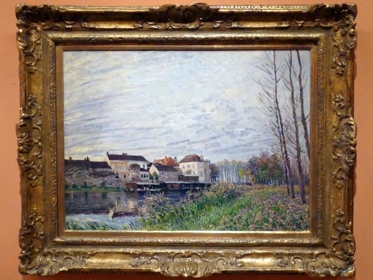 Alfred Sisley (1872–1896), Abend in Moret, Ende Oktober, Madrid, Museo Thyssen-Bornemisza, Saal H, europäische Malerei des 19.Jahrhunderts, 1888, Bild 1/3