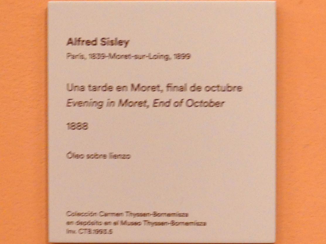 Alfred Sisley (1872–1896), Abend in Moret, Ende Oktober, Madrid, Museo Thyssen-Bornemisza, Saal H, europäische Malerei des 19.Jahrhunderts, 1888, Bild 3/3