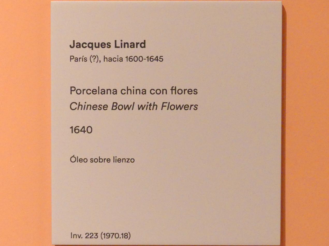 Jacques Linard (1635–1640), Chinesische Schüssel mit Blumen, Madrid, Museo Thyssen-Bornemisza, Saal 27, Stillleben des 17. Jahrhunderts, 1640, Bild 2/2